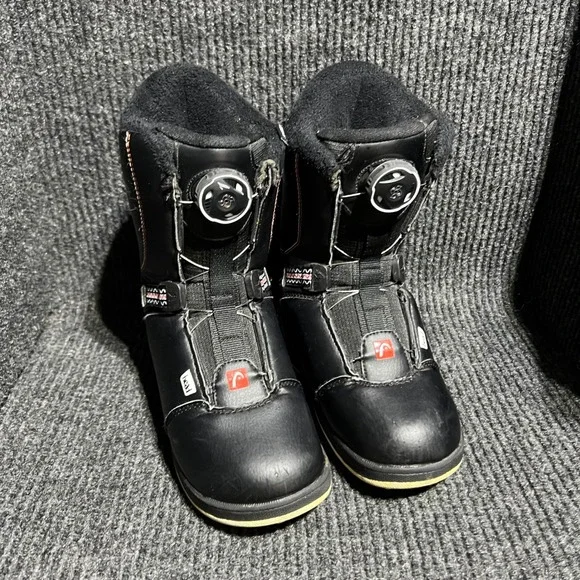 Head JR Snowboard Boots Kids Size 2/3 Black Boa Lacing Comfort Cuff Winter Sport