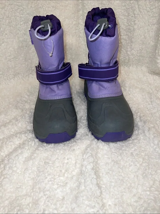 Kids Purple & Gray Snow Boots with Secure Strap