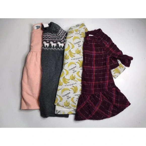 Toddler Girls Dress Lot 2T Old Navy HM‎ Tucker Tate Plaid Unicorn Banana 4pc