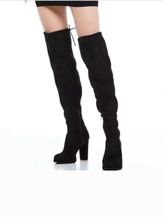 Gianni Bini Black Suede Over the Knee Platform Boots Size 10M NWOT