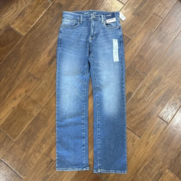 NEW Old Navy Denim Straight Leg Jeans Built In Stretch Casual Kids Boys 14 NWT