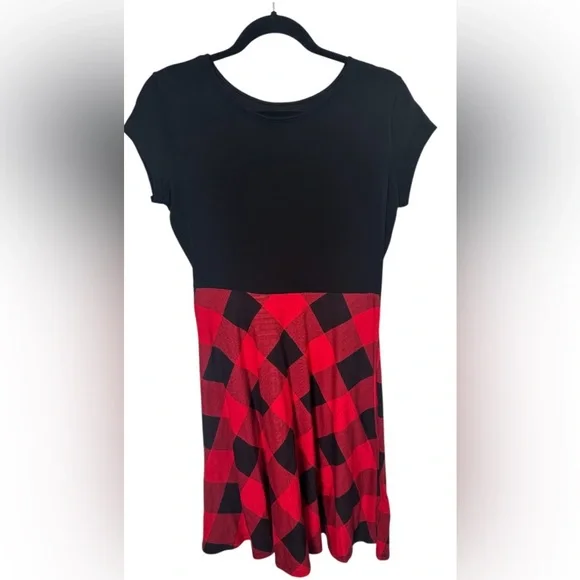 Old Navy| Girls Fit & Flare Jersey Dress in Red Buffalo Plaid| Size XXL 18 NWT