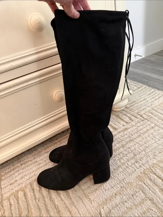 Sam Edelman Black Suede Knee Block Heel Boots