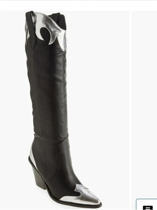 Billini Women’s Black and Silver Western Knee-High Boot
