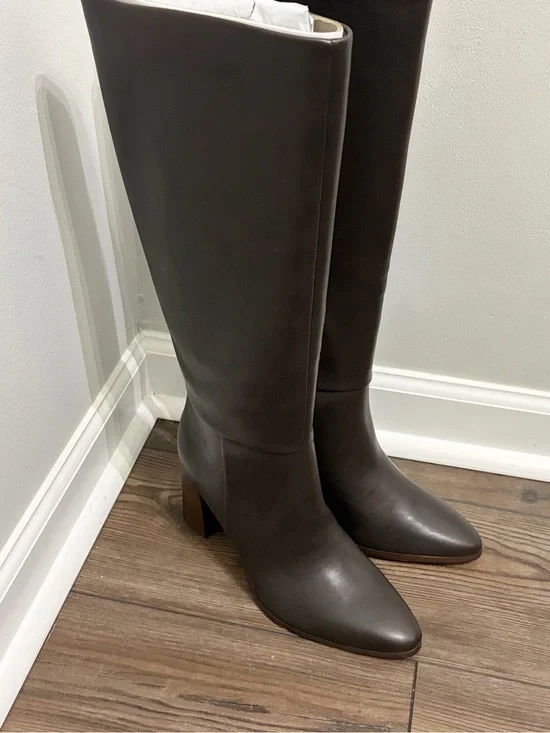 Calvin Klein Women's Over-the-Knee Leather Boots in Dark Brown