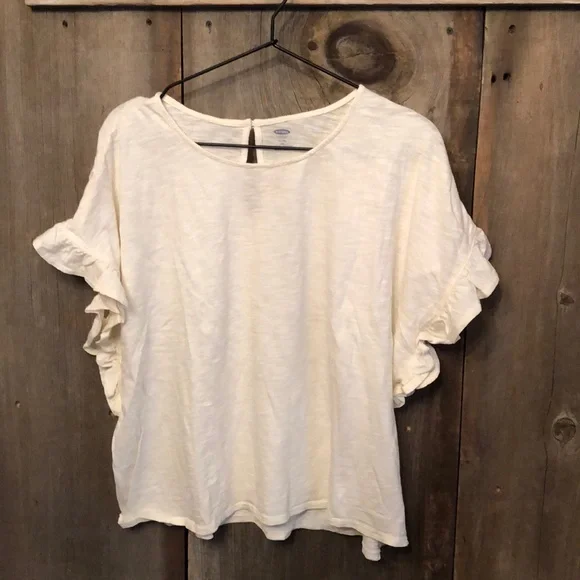 Old Navy Cream Boxy Ruffle Sleeve Top XL Size 14