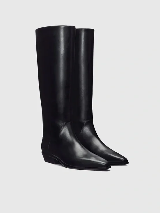 Reformation Black Over-The-Knee Leather Boots
