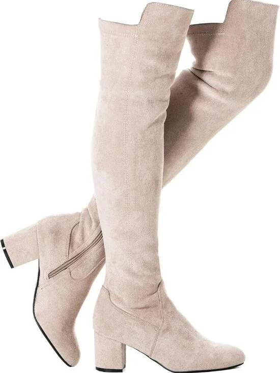 Stylish Thigh High Suede Black Over the Knee Boots, Chunky 2