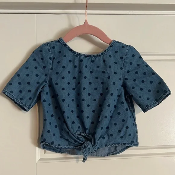 $10 ADD ON‎ Old Navy 12-18 cotton denim polka dot blouse tie-front jean H&M zara