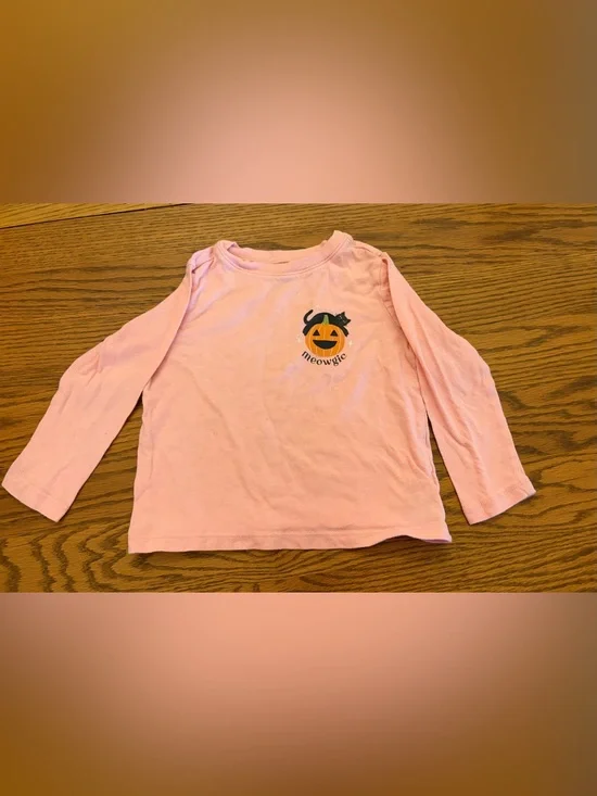 Old Navy Long-Sleeve Pink Kids' Top with Pumpkin Graphic