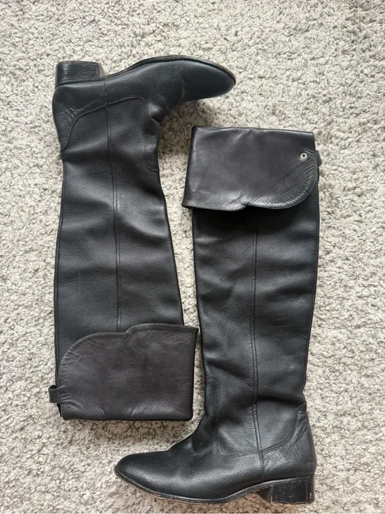Anthropologie Black Leather Convertible Over the Knee Boots size 39 - 8.5 US