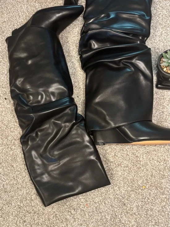 Black Slouchy Knee-High Women’s Boots