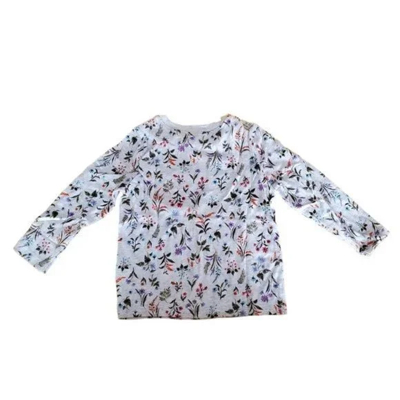 Old‎ Navy Girls Long Sleeve Printed T Shirt. Size 4T. Gray Floral. NWT.