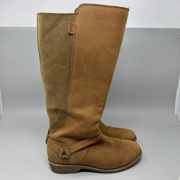Teva De La Vina Women Size 8 Waterproof Leather Riding Tall Boot Brown 1017143