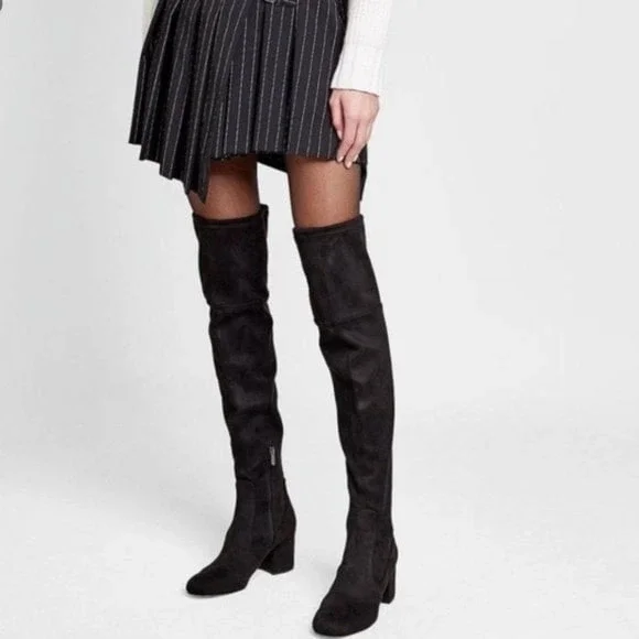 Sam Edelman Varona Over The Knee Boots Chunky Heel Round Toe Black Size 6.5
