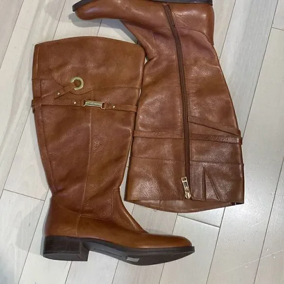 Tommy Hilfiger Women's Essential Belt Detail Leather Knee-High Boots Size 8.5M