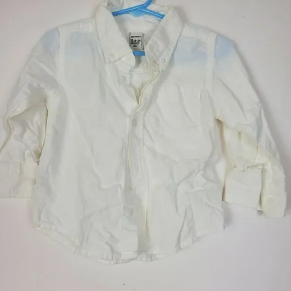 Old Navy Baby Button Up Shirt LS White‎ 18-24M Collar