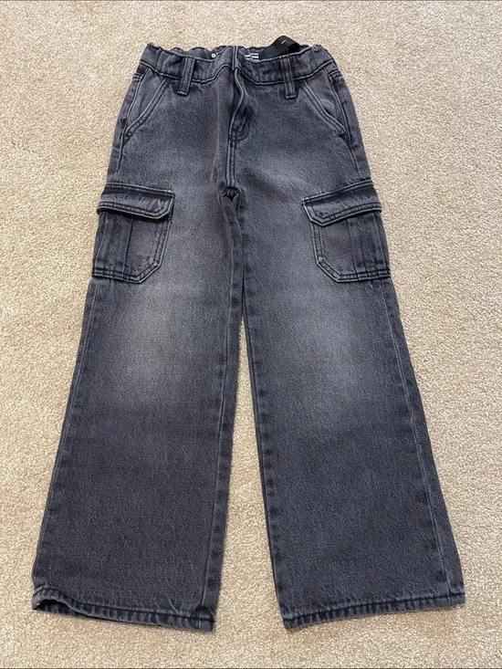 Old Navy Kids Black Cargo Wide-Leg Jeans