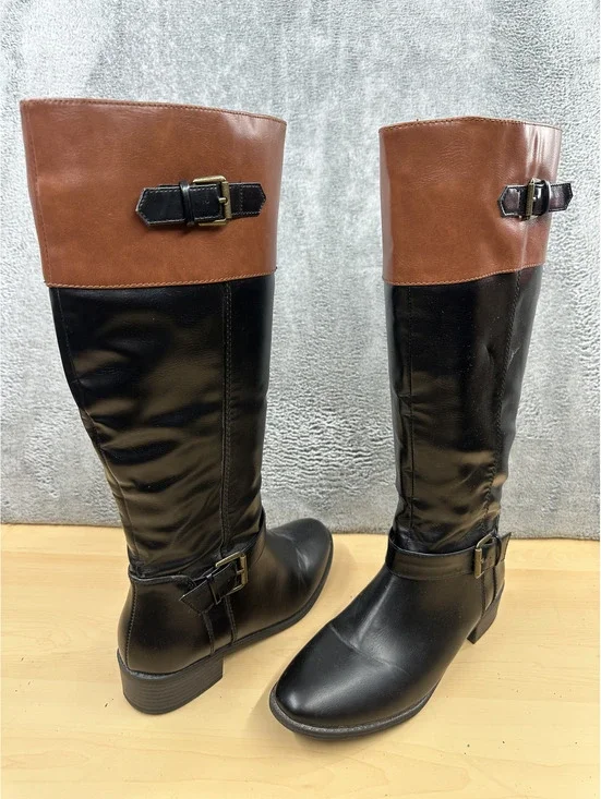 Rampage Two Tone Brown and Black Knee‎ High Boots