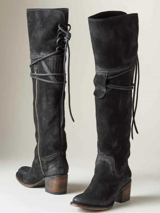 Freebird By Steven Blain Suede Over The Knee Boots Black Size US 10