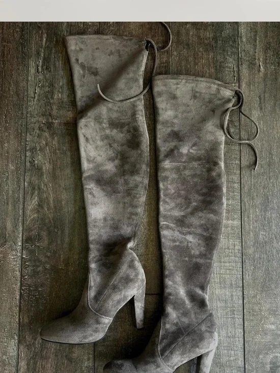 Women's Over-the-Knee Suede High Heel Boots - Gray