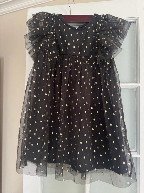 Old Navy Black Dress with Gold Heart Accents