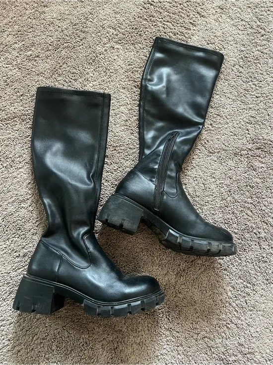 Steve Madden Black Chunky Knee-High Boots