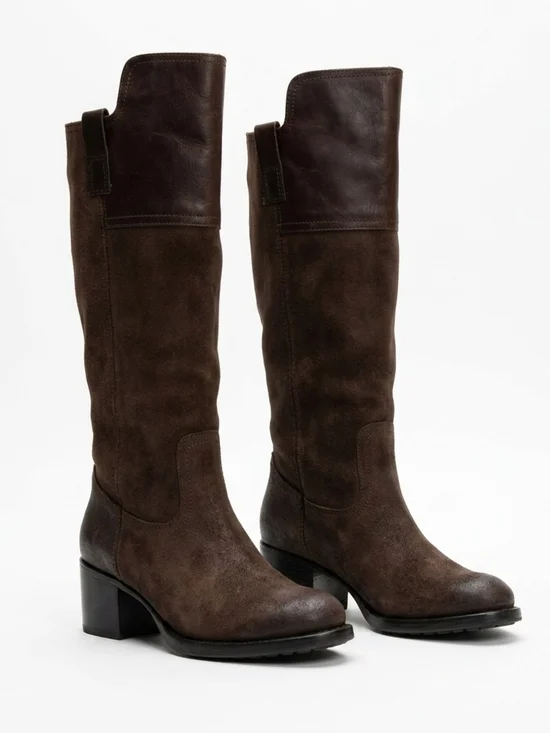 Frye Brown Suede & Leather Tall Boots Size 6.5 EUC