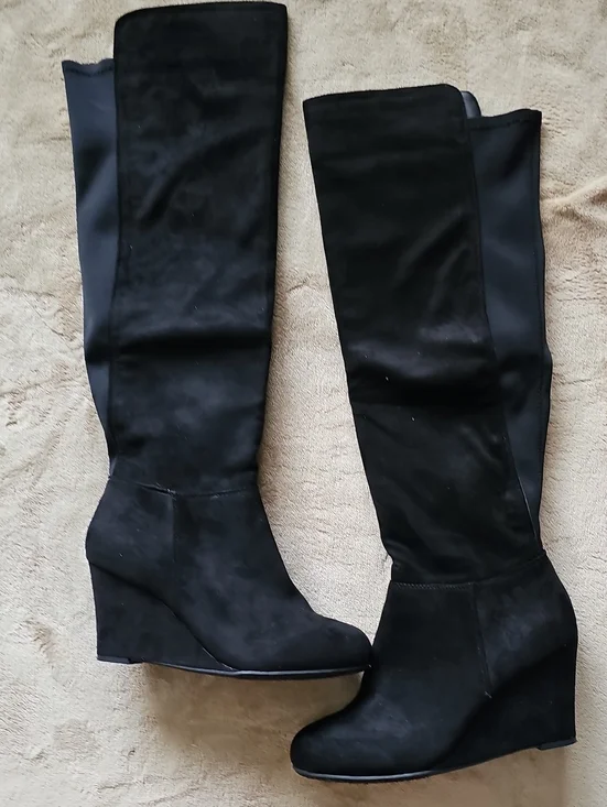 Chinese Laundry Black Over-the-Knee Wedge Boots