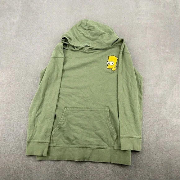 Old Navy PopSugar Bart Simpson Hoodie Kids XXL 18 Green‎ Sweatshirt Chenille