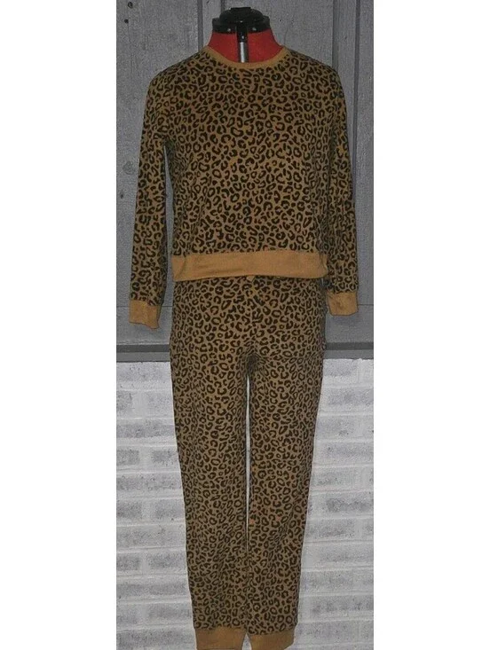 Old Navy Girls XL (14-16) Leopard Fleece 2-Piece Set Sweatshirt & Pants