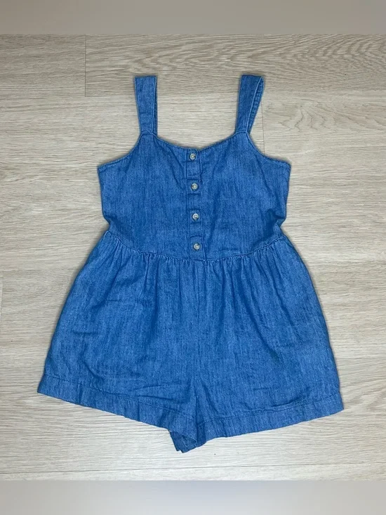 Old Navy Blue Denim Girls' Romper with Button Front