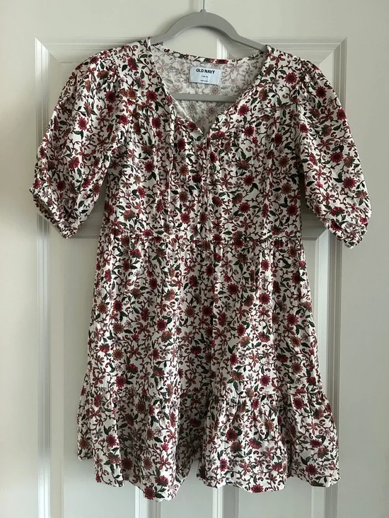 Old Navy puff sleeve tiered patterned swing dress for girls