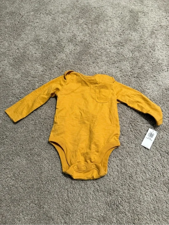 Old Navy Mustard Long-Sleeve Baby Bodysuit with Chest Pocket