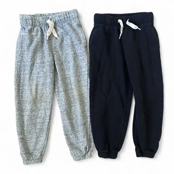 Old Navy Boys Jogger Sweatpants Lot of 2 Size 5 XS Gray Black Fleece