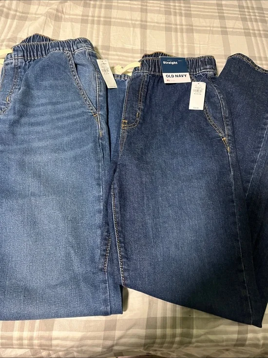 Old Navy Boys  Straight Elastic-Waist Jeans — Dark Blue & Medium Blue Set