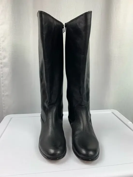 Kenneth Cole NY Mea Womens Leather Knee-High Boots Low Heel Almond Toe