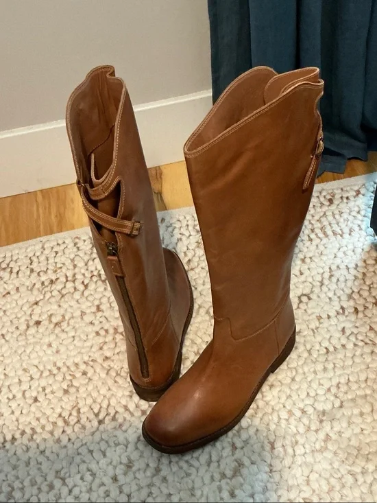 Free People Brown Leather Tall Riding Boots