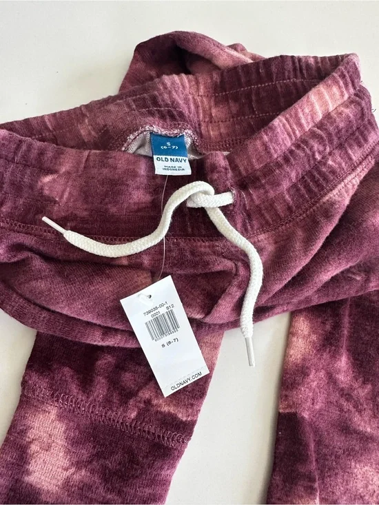 NWT Old Navy Burgundy and Pink Tie-Dye Kids GIRLS Joggers - 6/7