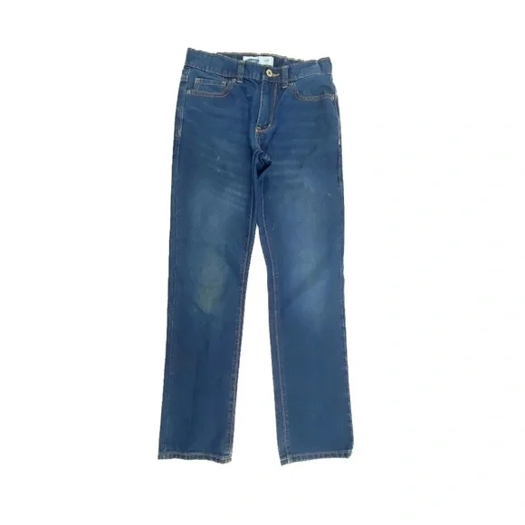 Old Navy Jeans Boys 12 Blue Adjustable Waist Straight‎ Leg Dark Wash Denim