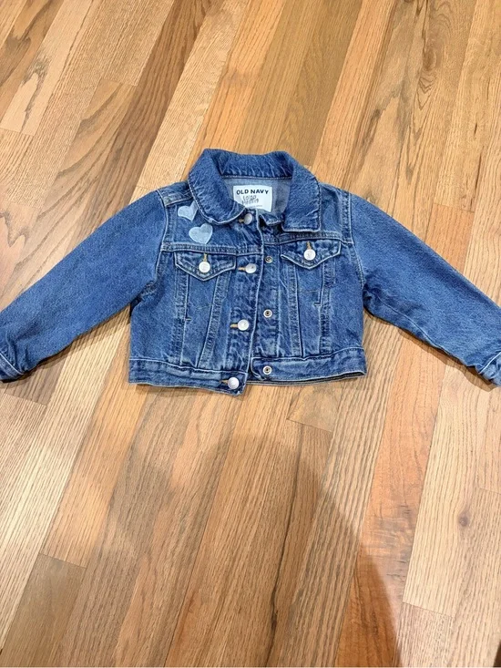Old Navy toddler girl denim jean jacket with hearts