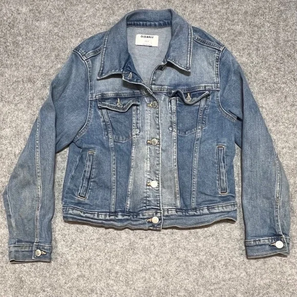 Old Navy Girls Denim Trucker Jacket Blue Medium Wash Youth Large 10-12