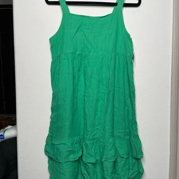 Green Sleeveless Ruffle Dress