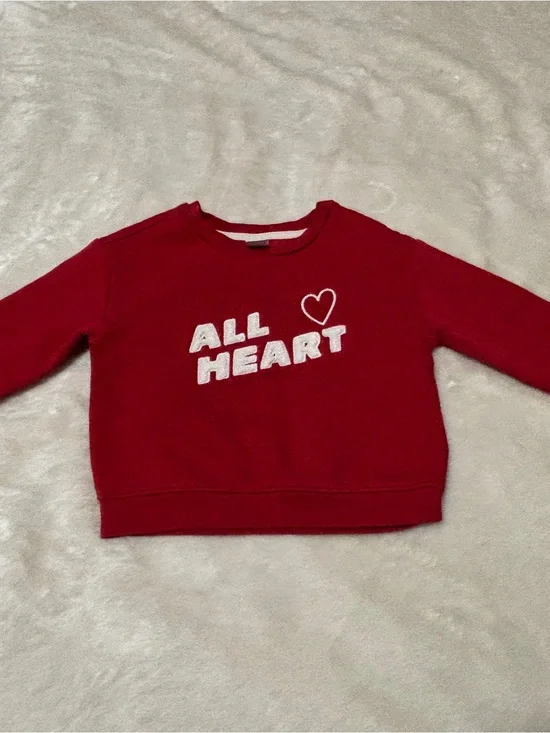 Old Navy Red 'All Heart' Kids Crewneck Sweatshirt