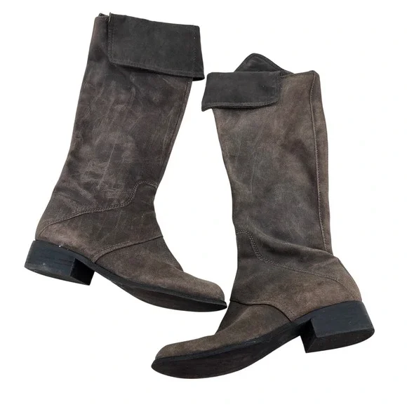 Nine West Women's Gray Brown Suede Riding Boots Size‎ 8M