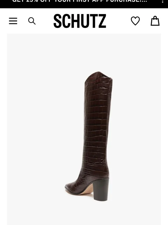 SCHUTZ Croc-Embossed Over-the-Knee Boot in Dark Brown