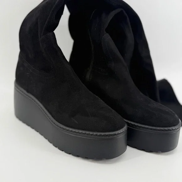 Nine West HOJO 2 Womens Black Faux Suede Platform Over The Knee Boots 8M
