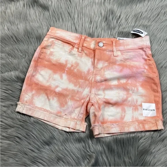 Old Navy Girls Orange Tie Dye Cuffed Shorts Size 14 Mid Length