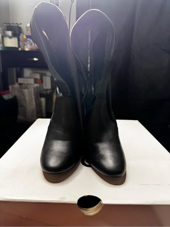 Aldo Black Mid-Calf Heeled Boots