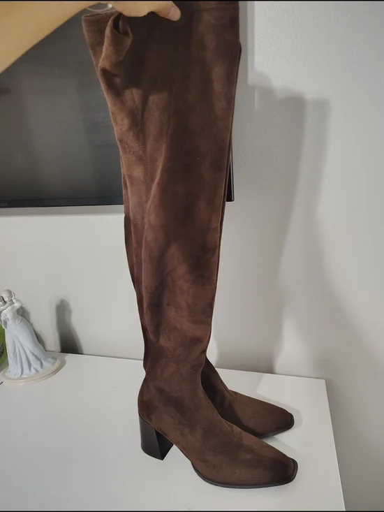 Women's Brown Over-the-Knee Block Heel Boots